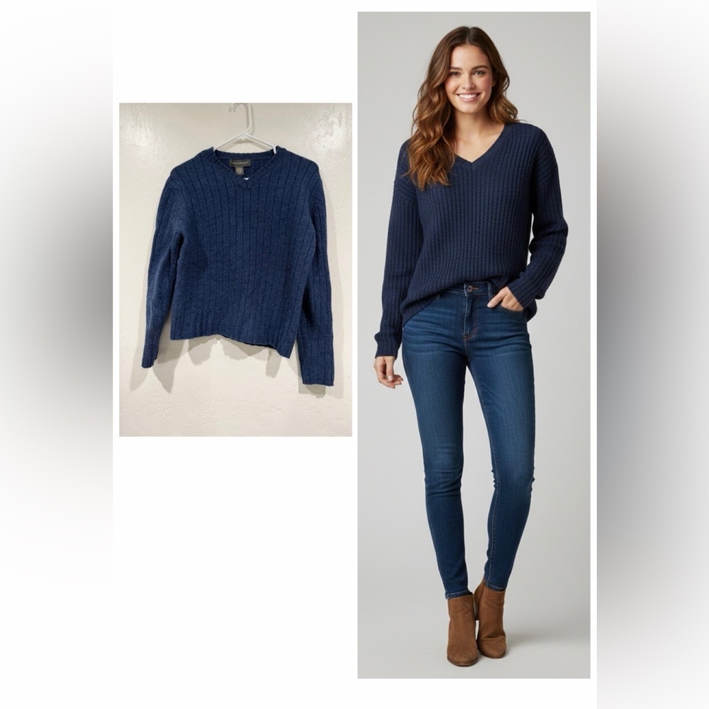 Banana Republic Navy 100% Merino Wool Knit Sweater size M